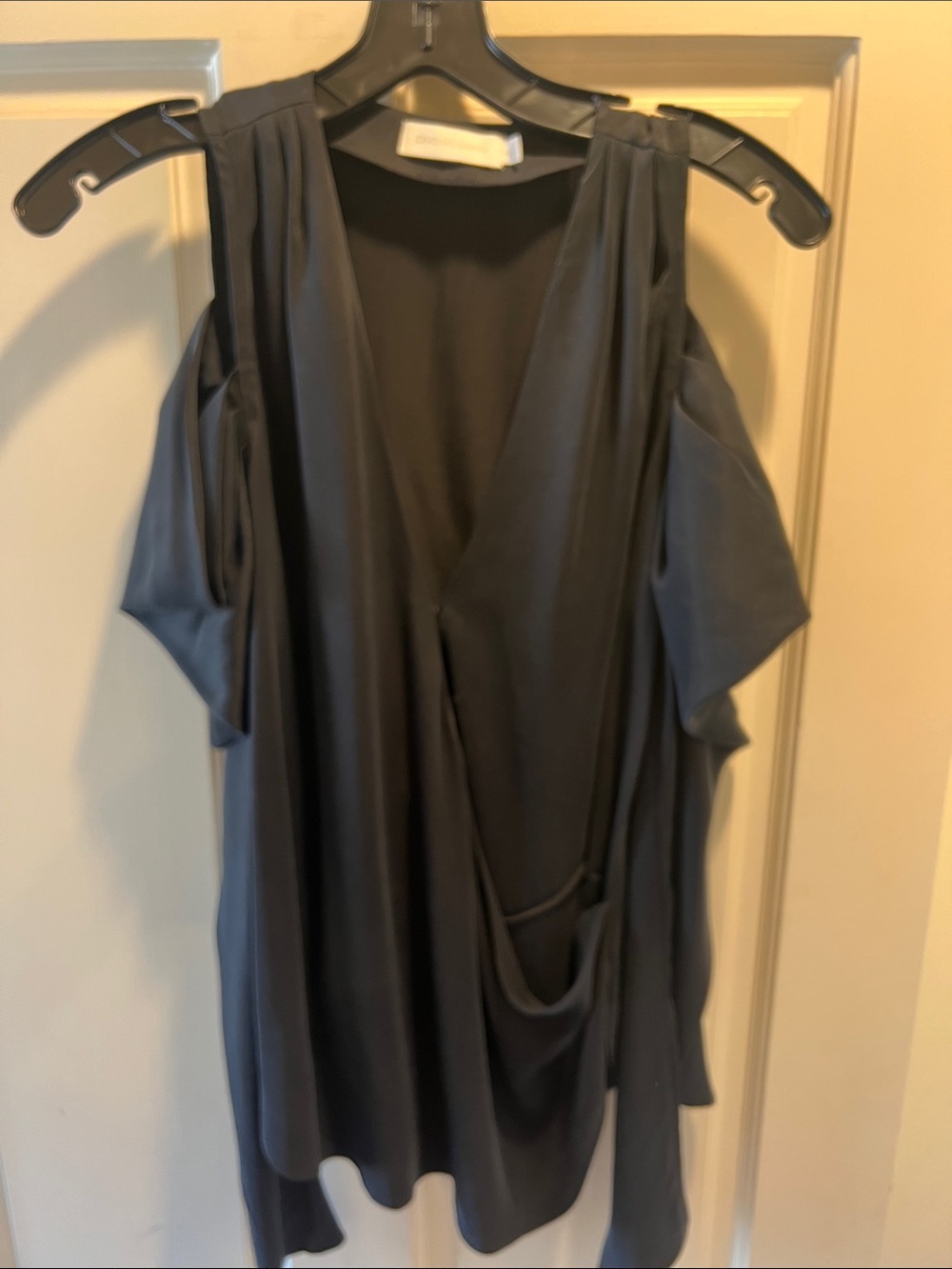 Jonathan Simkhai Black Draped Cold-Shoulder Blouse
